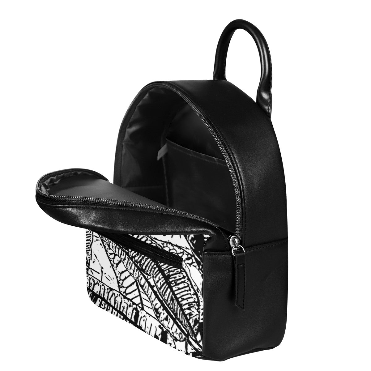 Black and White Croton PU Backpack