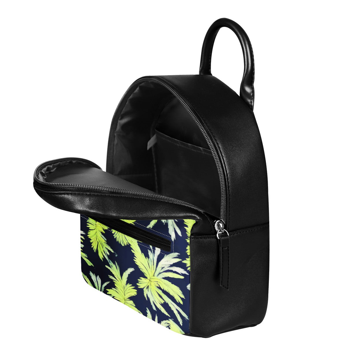 Palm Fronds - Lime Green and Black PU Backpack