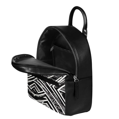 Black and White Polynesian PU Backpack