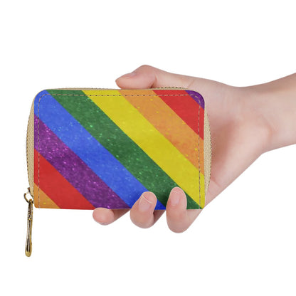 LGBT Pride Motif Pattern Zipper Card Holder - PU Leather Waterproof Card Holder with 20 Card Slots