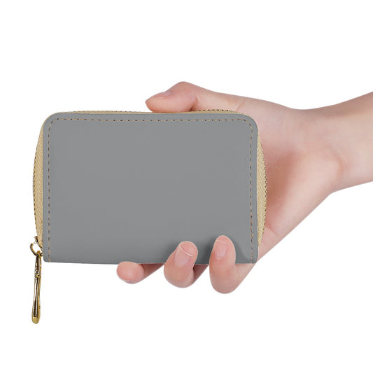 Silver Gray Zipper Card Holder - PU Leather Waterproof Card Holder with 20 Card Slots Universal ONESIZE