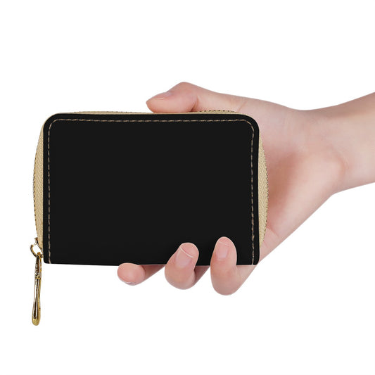 Black Zipper Card Holder - PU Leather Waterproof Card Holder with 20 Card Slots Universal ONESIZE