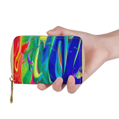 Rainbow Confusion Zipper Card Holder - PU Leather Waterproof Card Holder with 20 Card Slots Universal ONESIZE