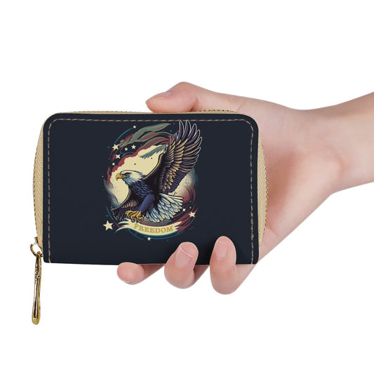 Freedom Flyer: Celebrating the Bald Eagle as a Symbol of Freedom and Strength in the USA Zipper Card Holder
