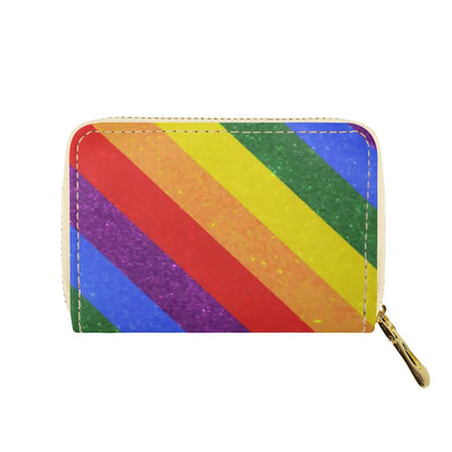 LGBT Pride Motif Pattern Zipper Card Holder - PU Leather Waterproof Card Holder with 20 Card Slots