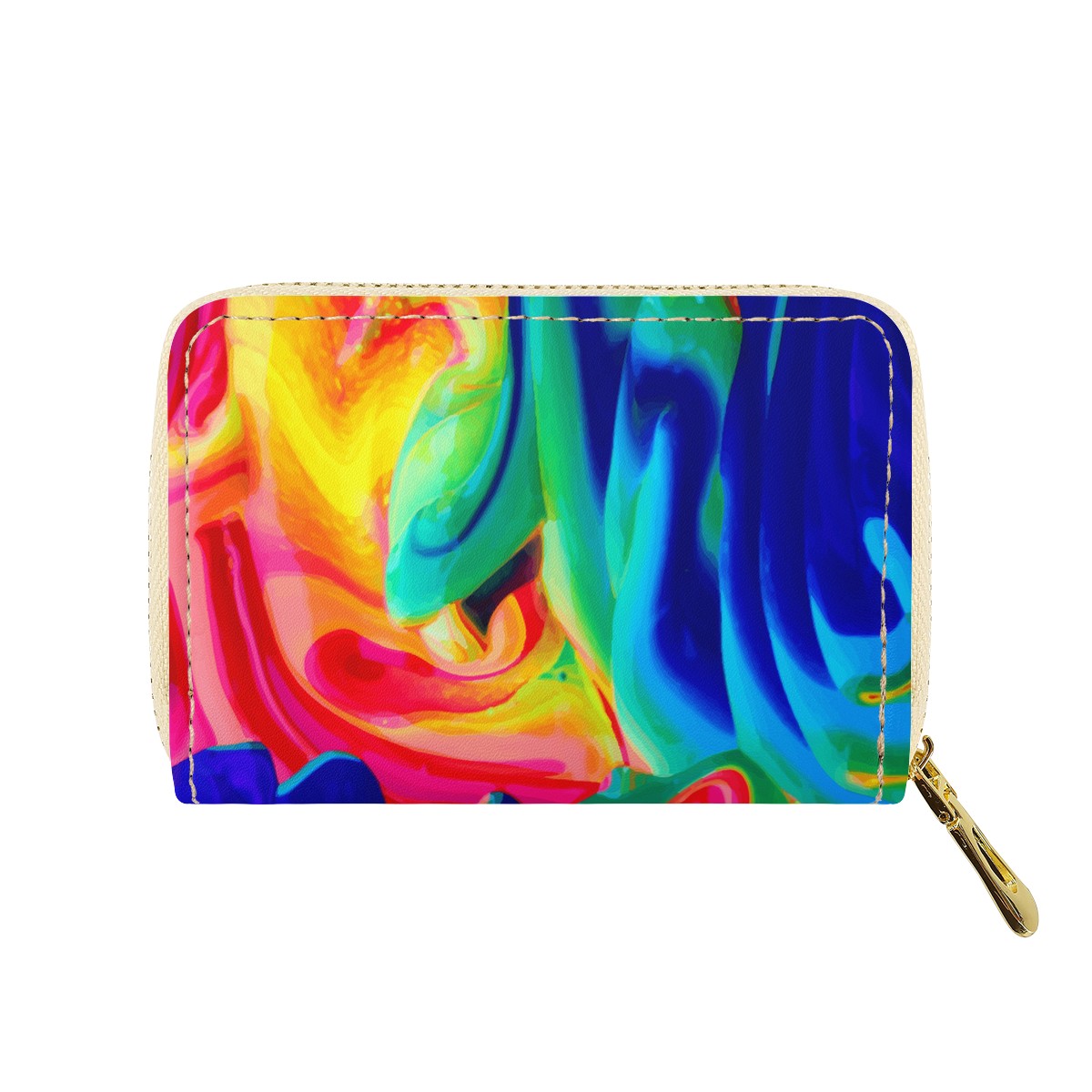 Rainbow Confusion Zipper Card Holder - PU Leather Waterproof Card Holder with 20 Card Slots