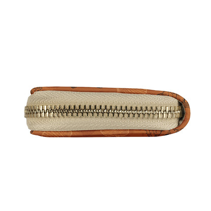 Sea Shell Ocean Design in Orange Zipper Card Holder - PU Leather Waterproof Card Holder with 20 Card Slots