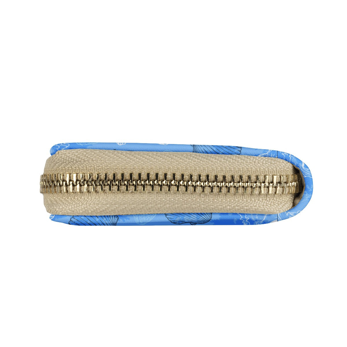 Blue Seashell Ocean Zipper Card Holder - PU Leather Waterproof Card Holder with 20 Card Slots