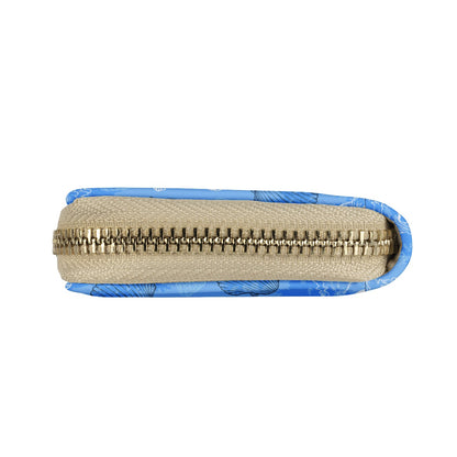 Blue Seashell Ocean Zipper Card Holder - PU Leather Waterproof Card Holder with 20 Card Slots