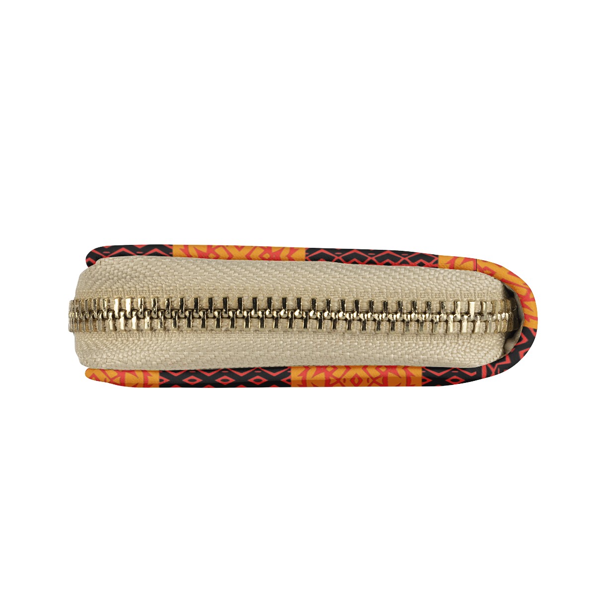 Black and Orange Tribal Design Zipper Card Holder - PU Leather Waterproof Card Holder with 20 Card Slots
