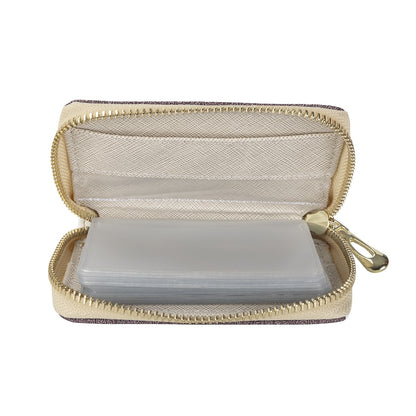 African Ethnic Mudcloth Zipper Card Holder - PU Leather Waterproof Card Holder with 20 Card Slots