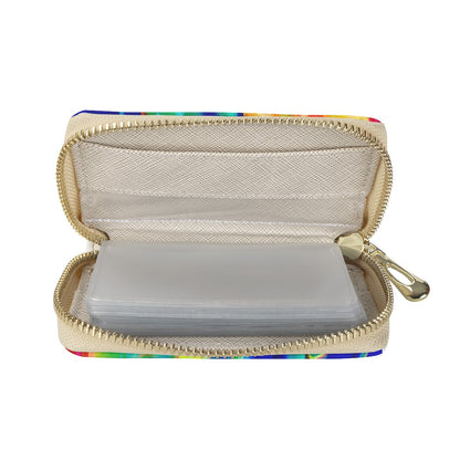 Rainbow Confusion Zipper Card Holder - PU Leather Waterproof Card Holder with 20 Card Slots