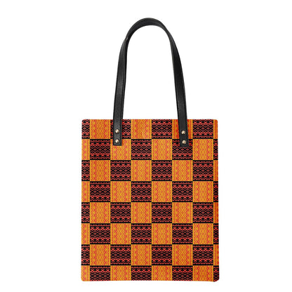 Black and Orange Tribal PU Leather Handbag