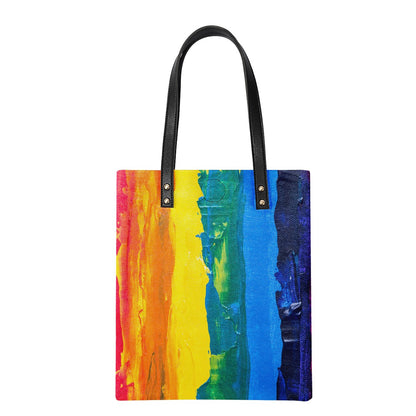 Rainbow Painting PU Leather Handbags