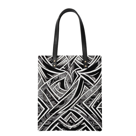 Black and White Polynesian PU Leather Handbags