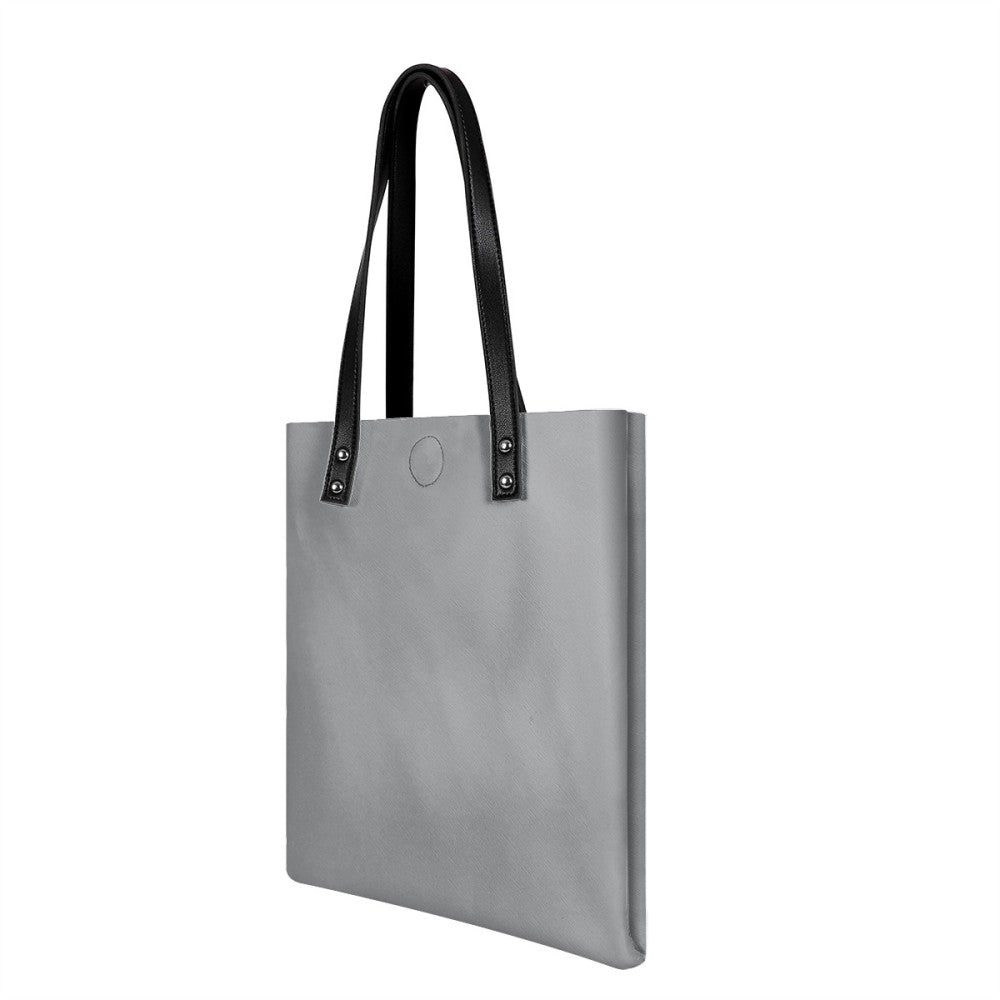 Silver Gray PU Leather Handbag