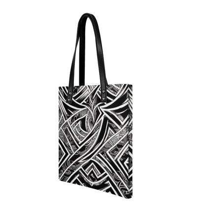 Black and White Polynesian PU Leather Handbags