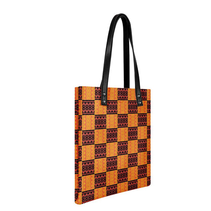 Black and Orange Tribal PU Leather Handbag