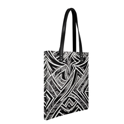 Black and White Polynesian PU Leather Handbags