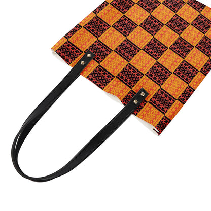 Black and Orange Tribal PU Leather Handbag