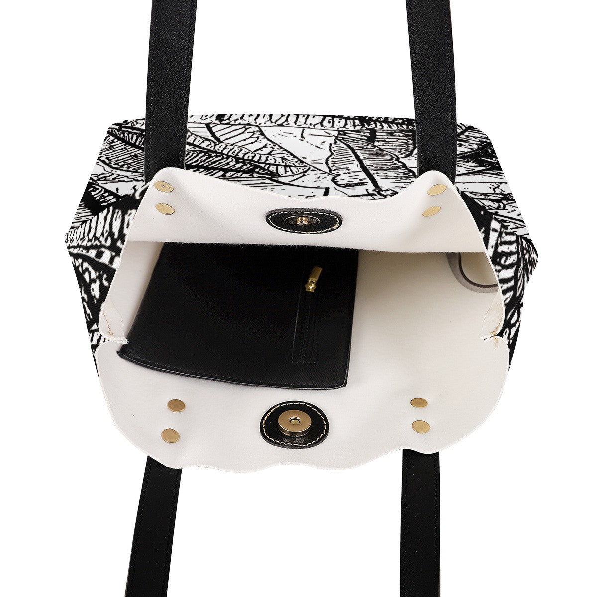 Black and White Croton PU Leather Handbags