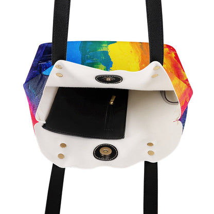 Rainbow Painting PU Leather Handbags