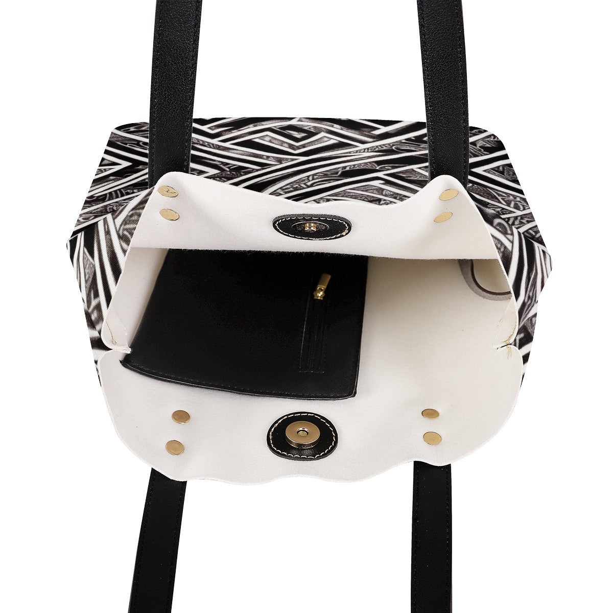 Black and White Polynesian PU Leather Handbags