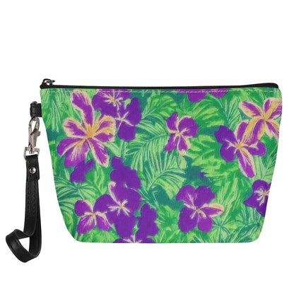 Blue Flag Iris on Green Sling Cosmetic Bags - Luxtrini, LLC