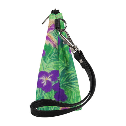 Blue Flag Iris on Green Sling Cosmetic Bags - Luxtrini, LLC