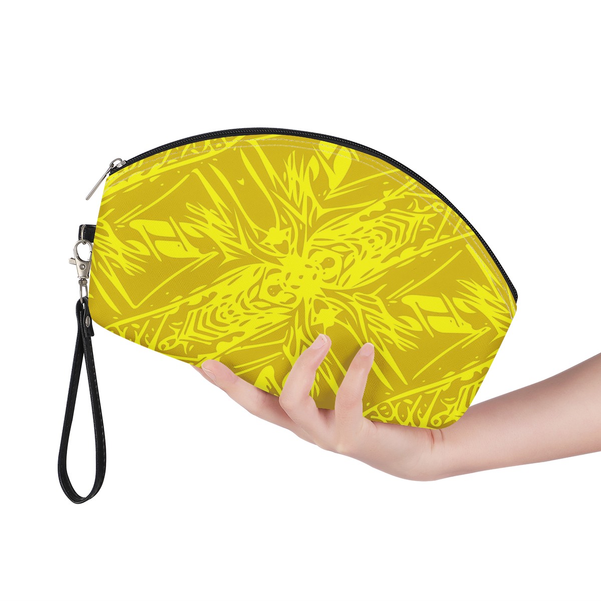 Yellow Fern Curve Cosmetic Bags