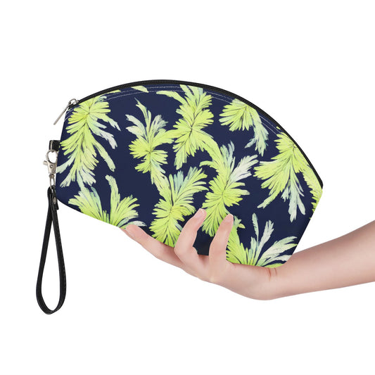 Palm Fronds - Lime Green and Black Curve Cosmetic Bags