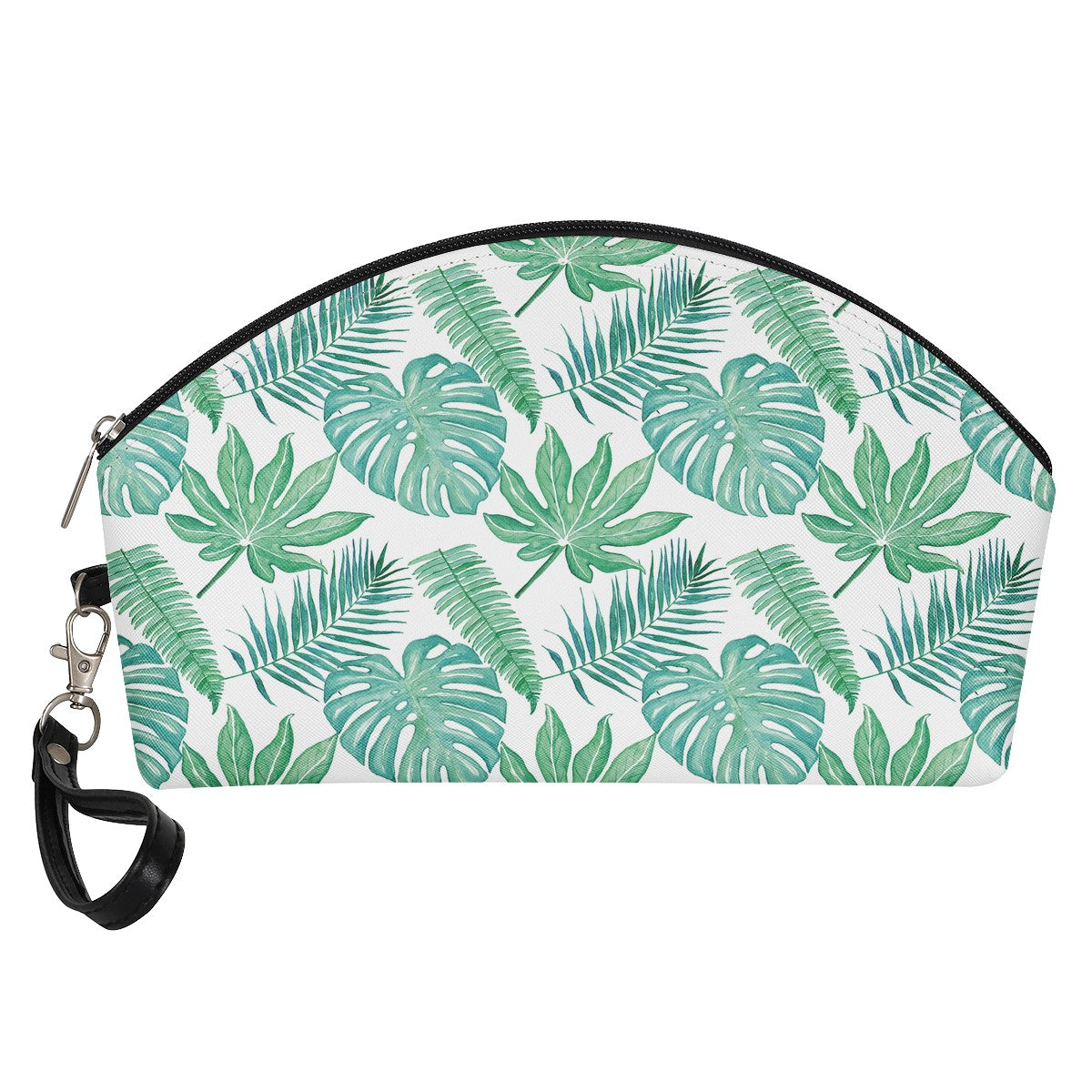 Palm and Monstera Leaf Green Curve Cosmetic Bags