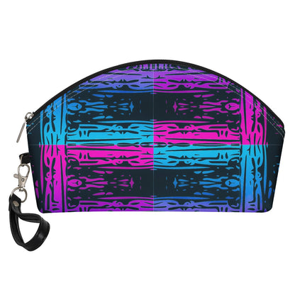 San Marcos Plaid Blue and Purple Curve Cosmetic Bags