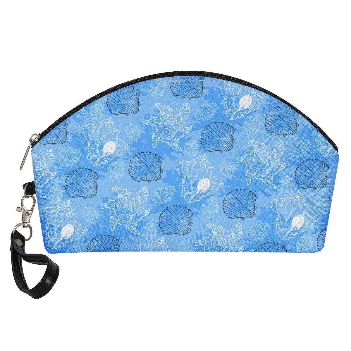 Blue Seashell Ocean Curve Cosmetic Bags