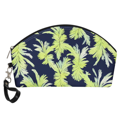 Palm Fronds - Lime Green and Black Curve Cosmetic Bags