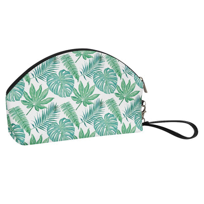 Palm and Monstera Leaf Green Curve Cosmetic Bags