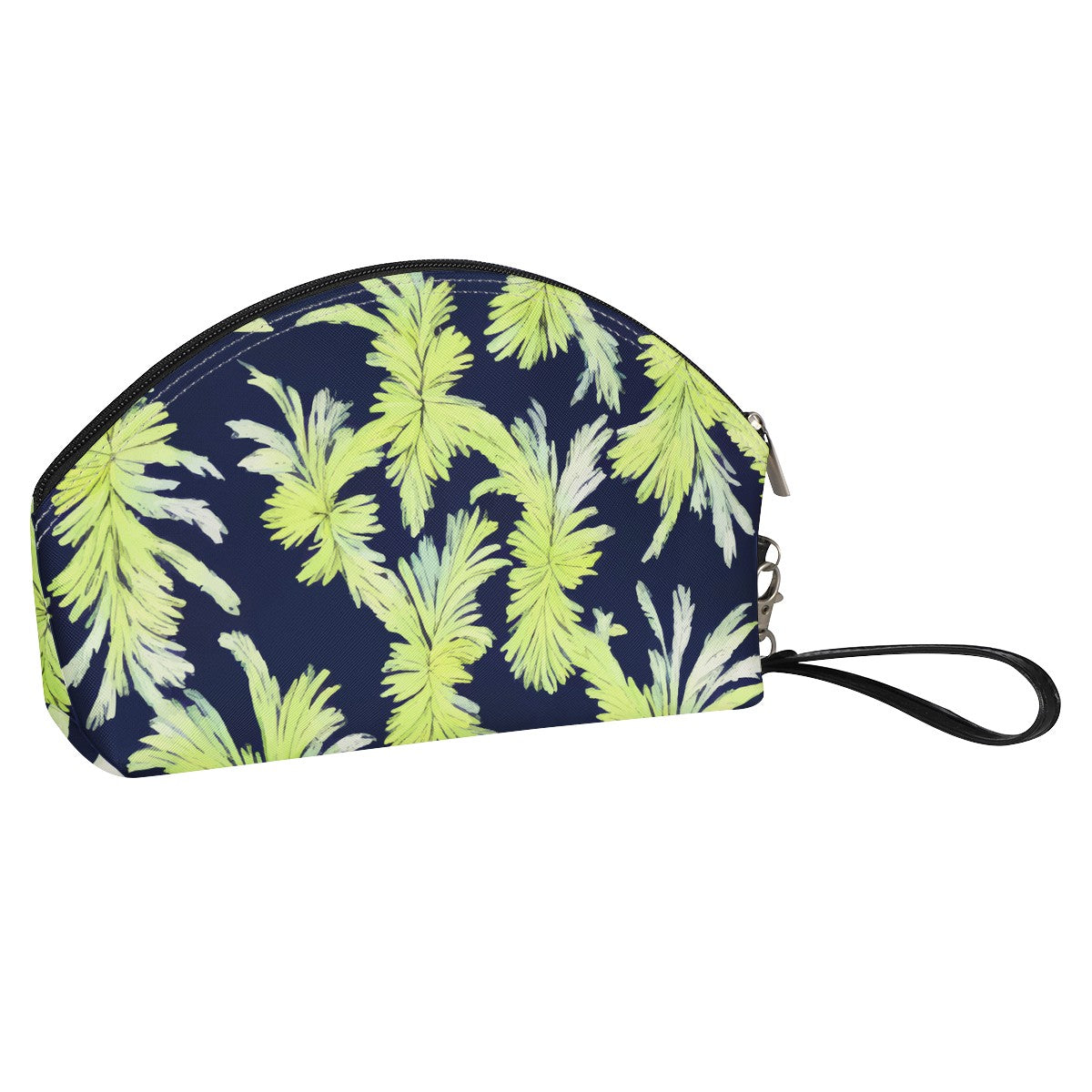 Palm Fronds - Lime Green and Black Curve Cosmetic Bags