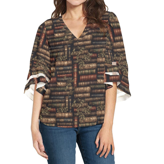 The Librarian Women Puff Sleeve Blouse white