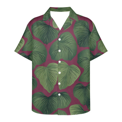 Kalo on Maroon Hawaiian Shirt: A Blend of Tradition and Style