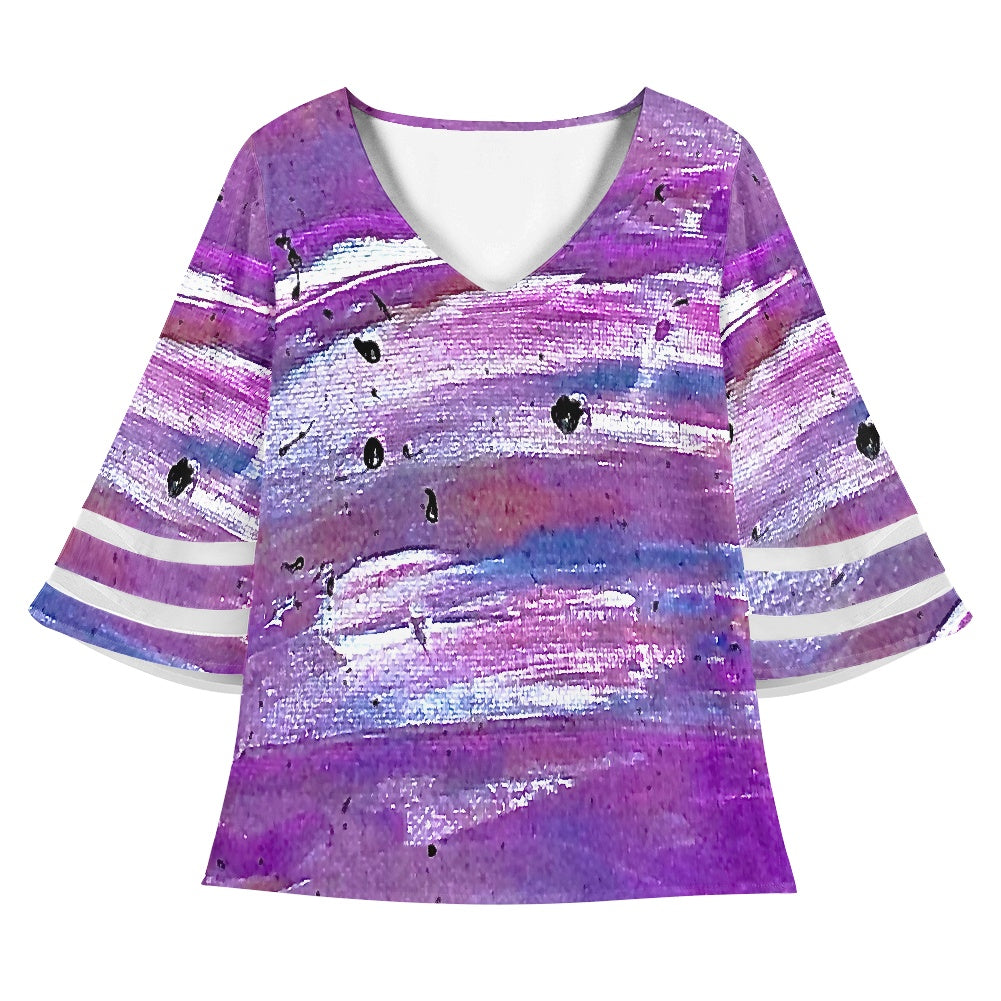 Purple Women Puff Sleeve Blouse