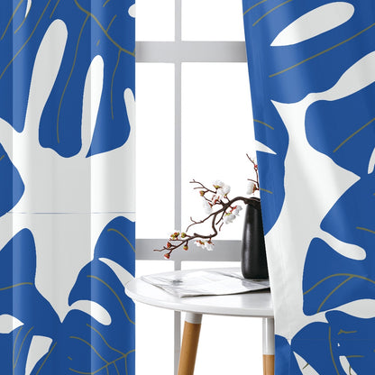 Luxtrini Blue Monstera Leaves Curtain - Elevate Your Home with Timeless Elegance