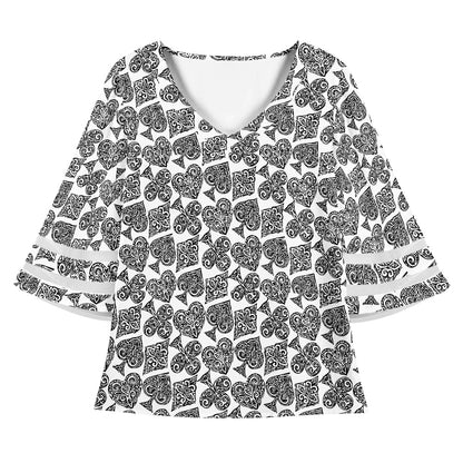 Poker Women Puff Sleeve Blouse