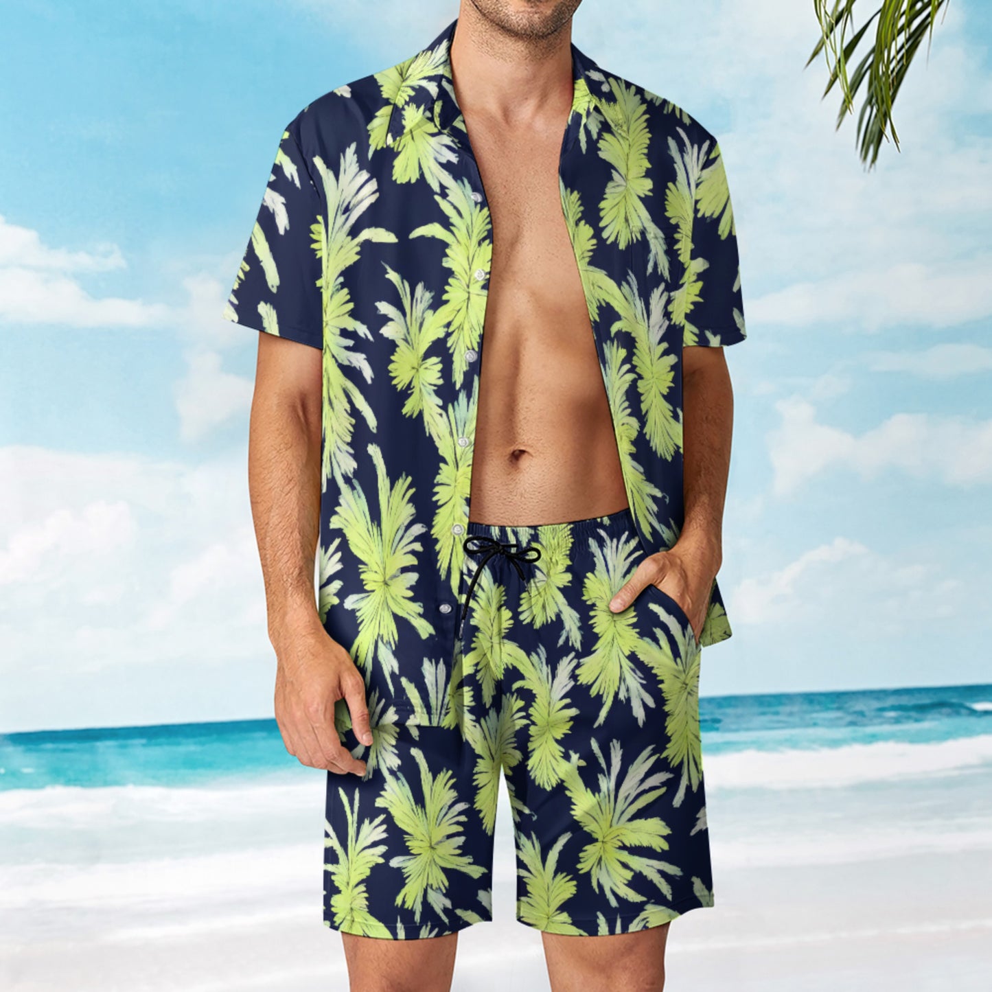 Puakenikeni - Beach Shorts Suit - Hawaiian Shorts Set