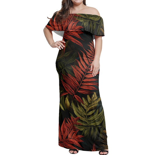 Tropical Women's Off The Shoulder short sleeve dress white