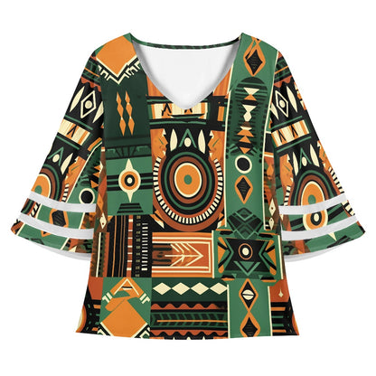 African Women Puff Sleeve Blouse