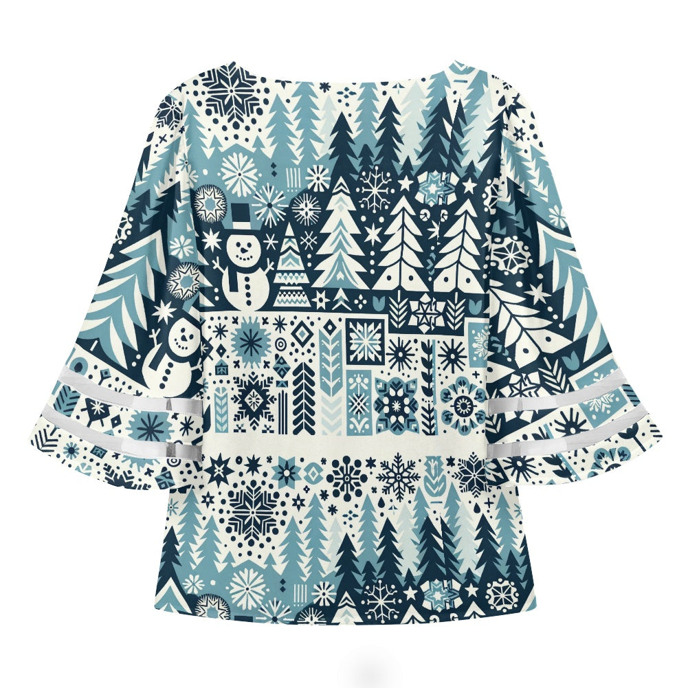 Christmas Women Puff Sleeve Blouse