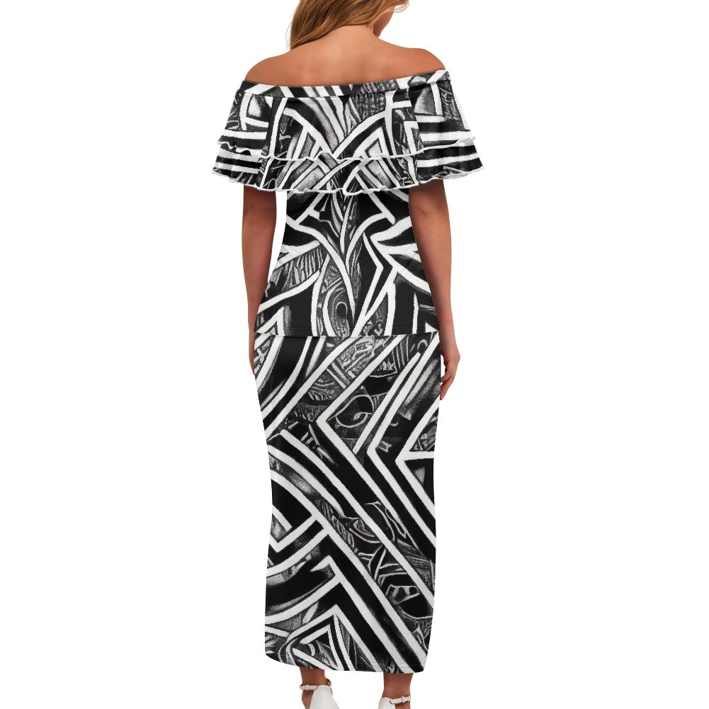 Polynesian Puletasi Style Maxi Dress Set up to 4XL