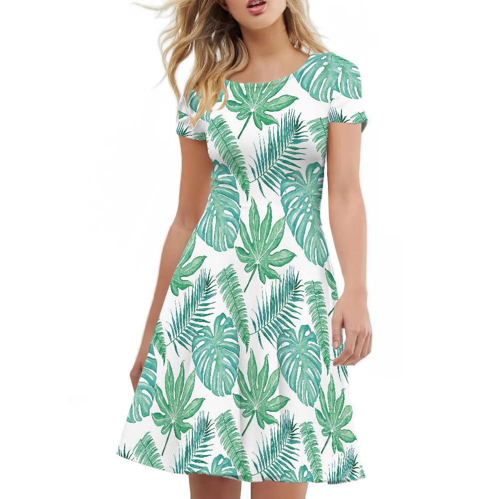 Short sleeve crew neck dress