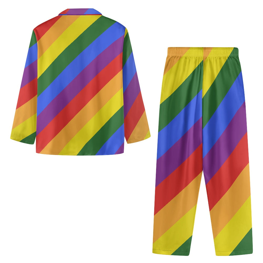 Unveil the Spectrum of Comfort: Luxtrini's Rainbow Men's Button Pajamas