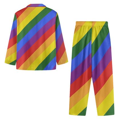 Unveil the Spectrum of Comfort: Luxtrini's Rainbow Men's Button Pajamas